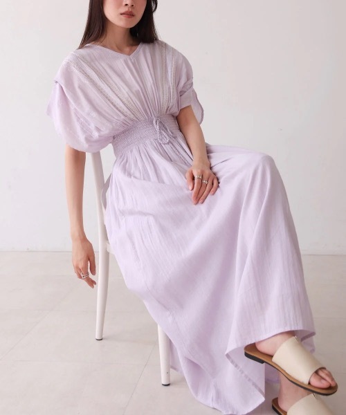 Bab(バブ)の「【S・Mサイズ展開】フロント刺繍ウエストシャーリングワンピース(ワンピース・レディース・アイボリー/ブラック/イエロー/ミント/ラベンダー/ピンク/グリーン・MEDIUM/SMALL)」の16枚目の写真