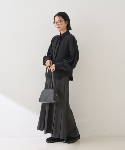 Rouge vif（ルージュヴィフ）の「パイピングロングハンドルボストンバッグ（ボストンバッグ・レディース・ブラック/ブラウン・フリー）」の7枚目の写真