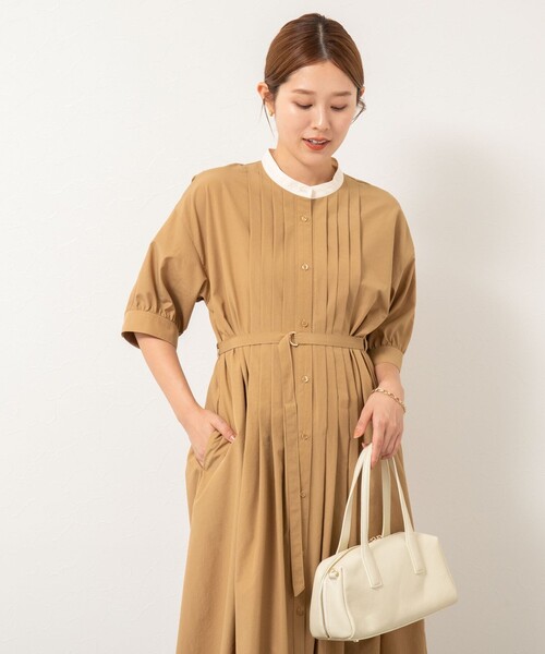 NOLLEY’S（ノーリーズ）の「タックシャツワンピース（シャツワンピース・レディース・ネイビー/キャメル・38）」の5枚目の写真