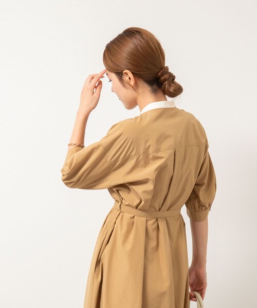 NOLLEY’S（ノーリーズ）の「タックシャツワンピース（シャツワンピース・レディース・ネイビー/キャメル・38）」の6枚目の写真