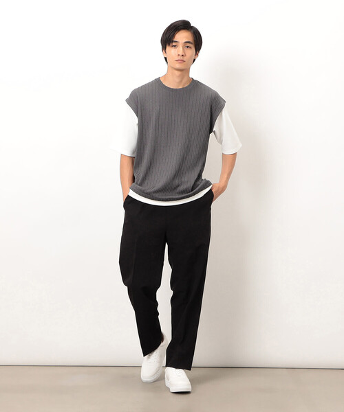 COMME CA ISM(コムサイズム)の「ケーブル柄 ベスト フェイクレイヤード Tシャツ(Tシャツ/カットソー・メンズ・ブラウン/グリーン/チャコール・MEDIUM/LARGE)」の5枚目の写真