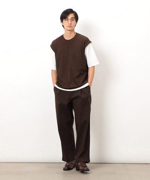 COMME CA ISM(コムサイズム)の「ケーブル柄 ベスト フェイクレイヤード Tシャツ(Tシャツ/カットソー・メンズ・ブラウン/グリーン/チャコール・MEDIUM/LARGE)」の10枚目の写真