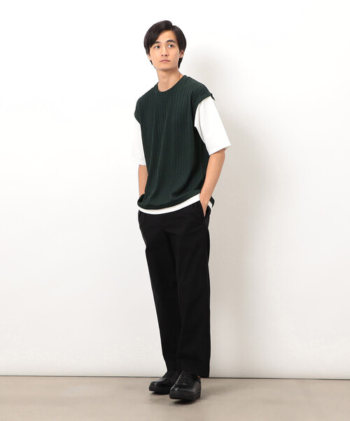 COMME CA ISM(コムサイズム)の「ケーブル柄 ベスト フェイクレイヤード Tシャツ(Tシャツ/カットソー・メンズ・ブラウン/グリーン/チャコール・MEDIUM/LARGE)」の13枚目の写真