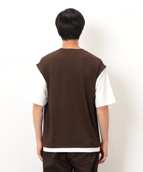 COMME CA ISM(コムサイズム)の「ケーブル柄 ベスト フェイクレイヤード Tシャツ(Tシャツ/カットソー・メンズ・ブラウン/グリーン/チャコール・MEDIUM/LARGE)」の18枚目の写真