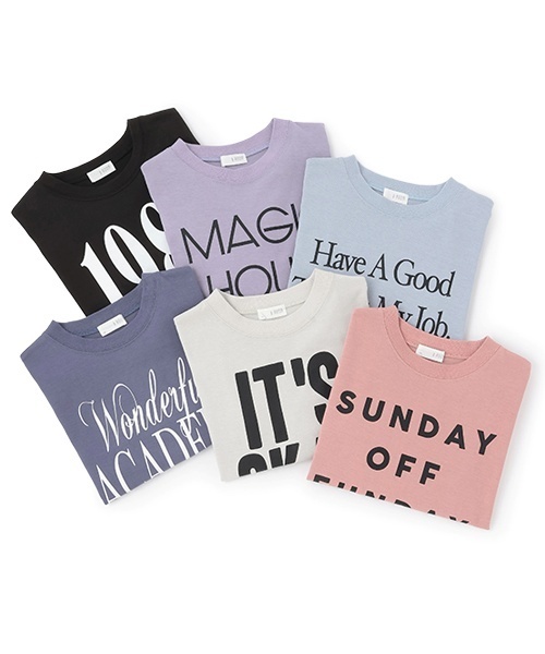 b・ROOM(ビールーム)の「【カイテキ天竺】選べる7パターンアソートロゴプリントTシャツ(Tシャツ/カットソー・キッズ・スモークピンク/ブルーグレー/ブラック/ブルー系その他/パープル/シルバーグレー・150cm/140cm/130cm/120cm/100cm/110cm)」の18枚目の写真