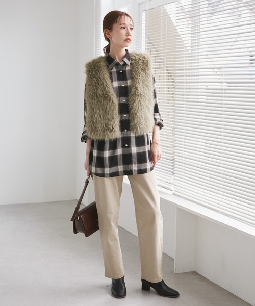 ROPE' PICNIC（ロペピクニック）の「ファーベスト（ベスト・レディース・ダークブラウン/ベージュ・FREE）」の9枚目の写真