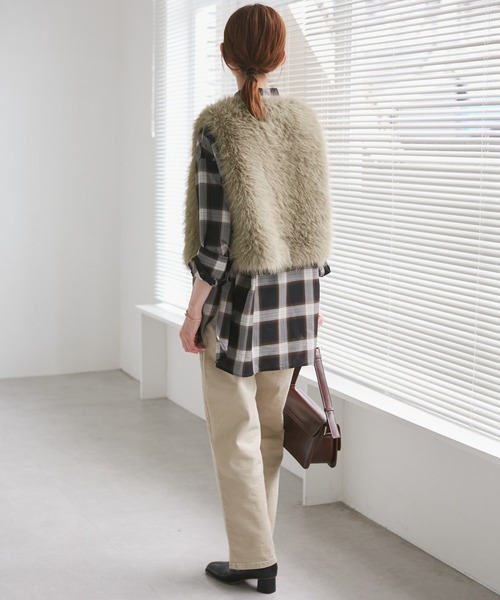 ROPE' PICNIC（ロペピクニック）の「ファーベスト（ベスト・レディース・ダークブラウン/ベージュ・FREE）」の7枚目の写真