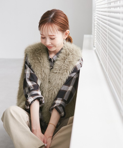 ROPE' PICNIC（ロペピクニック）の「ファーベスト（ベスト・レディース・ダークブラウン/ベージュ・FREE）」の4枚目の写真