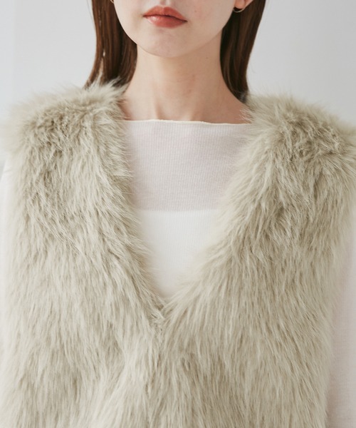 ROPE' PICNIC（ロペピクニック）の「ファーベスト（ベスト・レディース・ダークブラウン/ベージュ・FREE）」の20枚目の写真