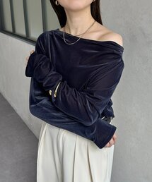 Thevon | ドレープネックベロアシアープルオーバー(Tシャツ/カットソー)