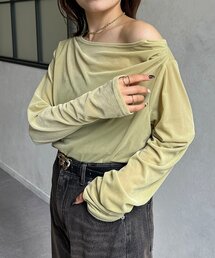 Thevon | ドレープネックベロアシアープルオーバー(Tシャツ/カットソー)