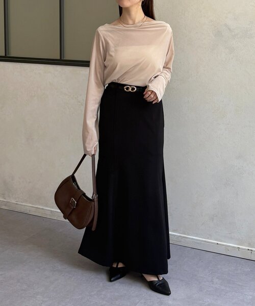 Thevon（ゼボン）の「ドレープネックベロアシアープルオーバー（Tシャツ/カットソー・レディース・ネイビー/オリーブ/グレイッシュベージュ・FREE）」の9枚目の写真