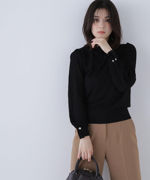 NATURAL BEAUTY BASIC（ナチュラルビューティーベーシック）の「◇プリーツスリーブノットボタンニット（ニット/セーター・レディース・ブルー/ブラック/オフホワイト・FREE）」の18枚目の写真