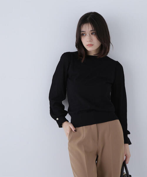 NATURAL BEAUTY BASIC（ナチュラルビューティーベーシック）の「◇プリーツスリーブノットボタンニット（ニット/セーター・レディース・ブルー/ブラック/オフホワイト・FREE）」の22枚目の写真