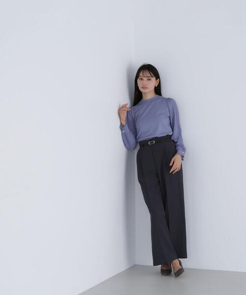 NATURAL BEAUTY BASIC（ナチュラルビューティーベーシック）の「◇プリーツスリーブノットボタンニット（ニット/セーター・レディース・ブルー/ブラック/オフホワイト・FREE）」の10枚目の写真