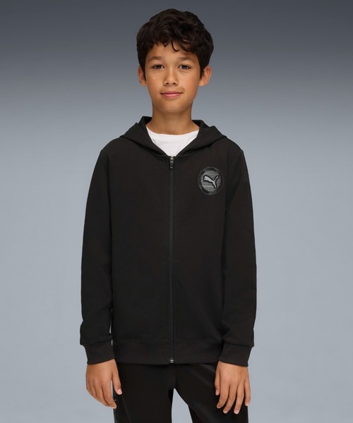 PUMA(プーマ)の「PUMA プーマ ボーイズ アクティブ スポーツ グラフィック フルジップ フーディ 120-160cm(パーカー・キッズ・ブラック/ブルー系その他6・150/160/130/140/120)」の1枚目の写真