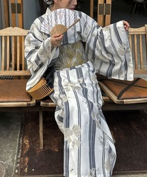 WILLFULLY(EBt[)peony stripe separate yukata OP()