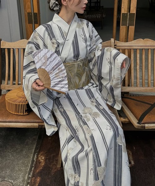 WILLFULLY（ウィルフリー）の「peony stripe separate yukata OP（浴衣