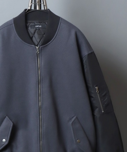 ANPAS（アンパス）の「ANPAS Sleeve Switching MA-1/別注 袖切り替え MA-1 スタジャン ブルゾン メンズ レディース  ユニセックス アウター（MA-1・メンズ・ブラック系その他/グレー系その他/ブラック系その他2/グレー系その他2/ブラック系その他3/グリーン系その他・M/L/LL）」の5枚目の写真