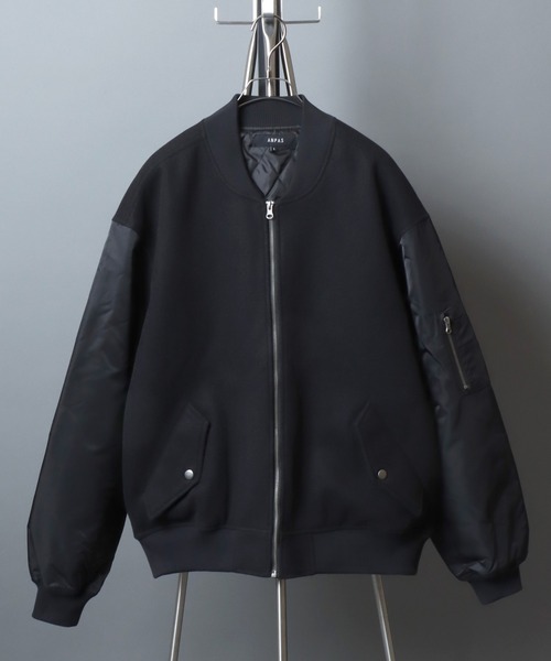 ANPAS（アンパス）の「ANPAS Sleeve Switching MA-1/別注 袖切り替え MA-1 スタジャン ブルゾン メンズ レディース  ユニセックス アウター（MA-1・メンズ・ブラック系その他/グレー系その他/ブラック系その他2/グレー系その他2/ブラック系その他3/グリーン系その他・M/L/LL）」の8枚目の写真