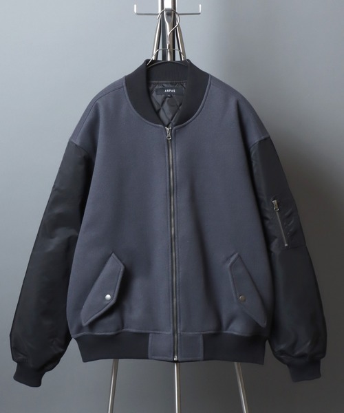 ANPAS（アンパス）の「ANPAS Sleeve Switching MA-1/別注 袖切り替え MA-1 スタジャン ブルゾン メンズ レディース  ユニセックス アウター（MA-1・メンズ・ブラック系その他/グレー系その他/ブラック系その他2/グレー系その他2/ブラック系その他3/グリーン系その他・M/L/LL）」の11枚目の写真