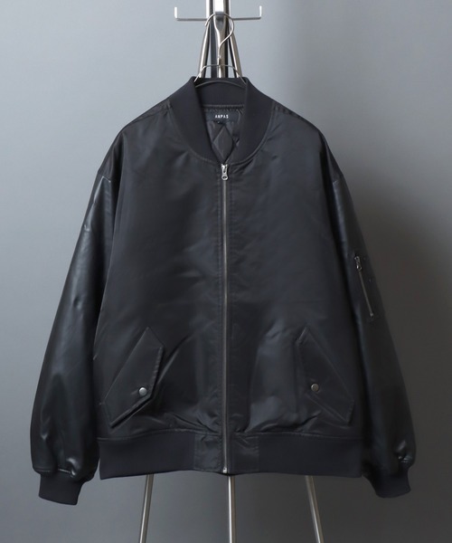 ANPAS（アンパス）の「ANPAS Sleeve Switching MA-1/別注 袖切り替え MA-1 スタジャン ブルゾン メンズ レディース  ユニセックス アウター（MA-1・メンズ・ブラック系その他/グレー系その他/ブラック系その他2/グレー系その他2/ブラック系その他3/グリーン系その他・M/L/LL）」の9枚目の写真