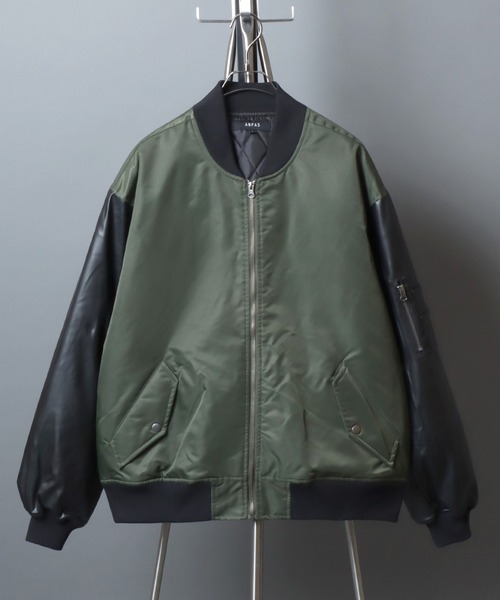 ANPAS（アンパス）の「ANPAS Sleeve Switching MA-1/別注 袖切り替え MA-1 スタジャン ブルゾン メンズ レディース  ユニセックス アウター（MA-1・メンズ・ブラック系その他/グレー系その他/ブラック系その他2/グレー系その他2/ブラック系その他3/グリーン系その他・M/L/LL）」の12枚目の写真