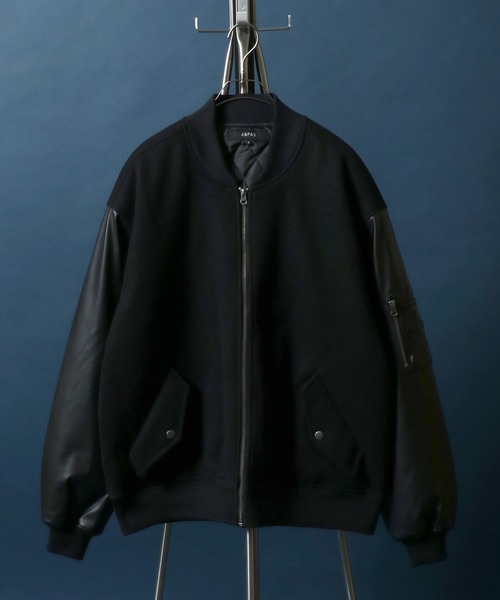 ANPAS（アンパス）の「ANPAS Sleeve Switching MA-1/別注 袖切り替え MA-1 スタジャン ブルゾン メンズ レディース  ユニセックス アウター（MA-1・メンズ・ブラック系その他/グレー系その他/ブラック系その他2/グレー系その他2/ブラック系その他3/グリーン系その他・M/L/LL）」の13枚目の写真