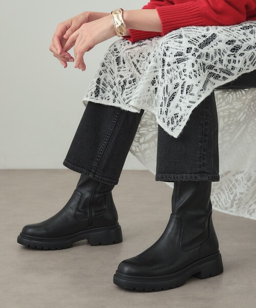 INDIVI（インディヴィ）の「ストレッチミドルブーツ（ブーツ・レディース・ブラック/ブラック系5・25/45/35）」の9枚目の写真