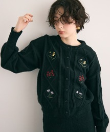 Trish | ダイヤ柄ケーブル＆エンブロイダリーカーディガン(カーディガン/ボレロ)