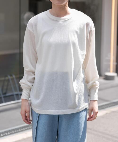 FORK&SPOON（フォークアンドスプーン）の「FORK&SPOON　ウール混クルーネックカットソー（Tシャツ/カットソー・レディース・オフホワイト/グレー系その他/ブラック・1）」の4枚目の写真