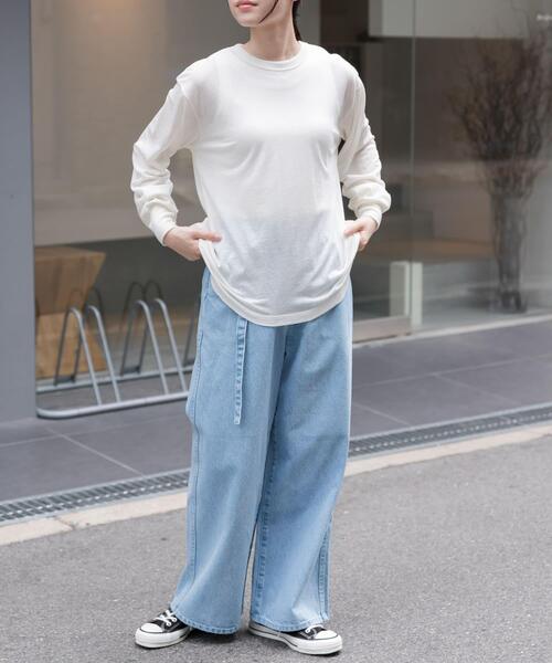 FORK&SPOON（フォークアンドスプーン）の「FORK&SPOON　ウール混クルーネックカットソー（Tシャツ/カットソー・レディース・オフホワイト/グレー系その他/ブラック・1）」の9枚目の写真