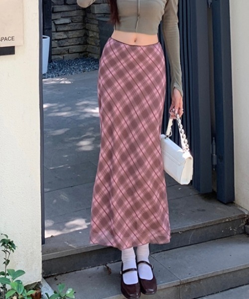 Vipoa(ヴィポア)の「check sheer skirt(スカート・レディース・ピンク・FREE)」の6枚目の写真
