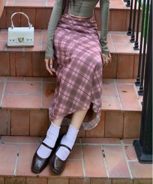 Vipoa(ヴィポア)の「check sheer skirt(スカート・レディース・ピンク・FREE)」の9枚目の写真