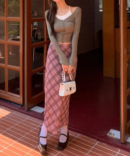 Vipoa(ヴィポア)の「check sheer skirt(スカート・レディース・ピンク・FREE)」の11枚目の写真