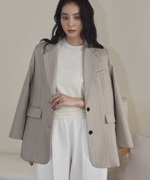 LOWO（ロワ）の「ヘリンボーン ピンストライプ シングル テーラードジャケット フォーマル セレモニー 卒業式 卒園式 入学式 入園式 ビジネス オケージョン（テーラードジャケット）」