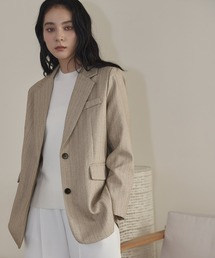 LOWO（ロワ）の「ヘリンボーン ピンストライプ シングル テーラードジャケット フォーマル セレモニー 卒業式 卒園式 入学式 入園式 ビジネス オケージョン（テーラードジャケット）」