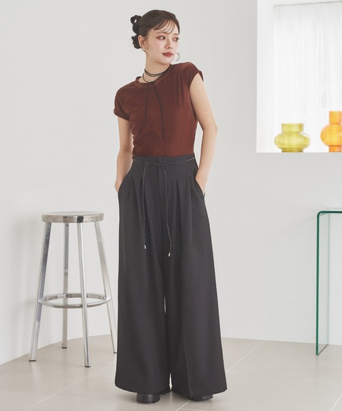 LAULEN（ローレン）の「inverted pleats waide pants /インバーテッドプリーツワイドパンツ（その他パンツ・レディース・ブラック/ブラウン・M/S）」の6枚目の写真