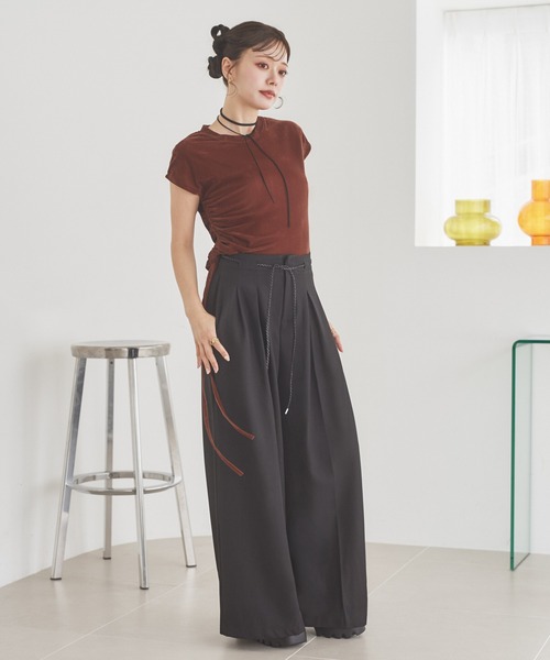 LAULEN（ローレン）の「inverted pleats waide pants /インバーテッドプリーツワイドパンツ（その他パンツ・レディース・ブラック/ブラウン・M/S）」の7枚目の写真