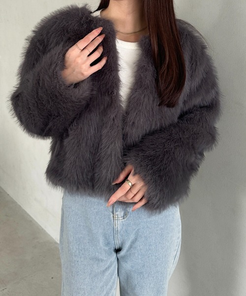 ノーカラーファージャケットコート セール】ノーカラーファージャケット（ノーカラーコート）｜MYMOOD