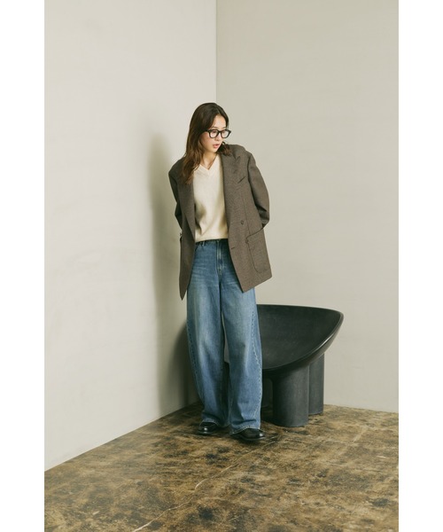 GOOVI ダブルブレストジャケット ハイツイストウールサージ