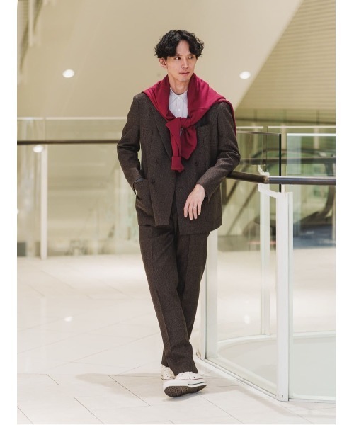 GOOVI ダブルブレストジャケット ハイツイストウールサージ