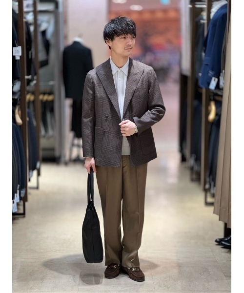 GOOVI ダブルブレストジャケット ハイツイストウールサージ