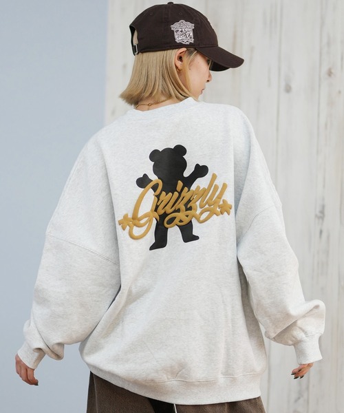 GRIZZLY(グリズリー)の「GRIZZLY/グリズリー FOAM PRINTING LOGO BEAR スウェット G25FW-4331(スウェット・レディース・シルバーグレー/ブラック・M/L/XL)」の2枚目の写真