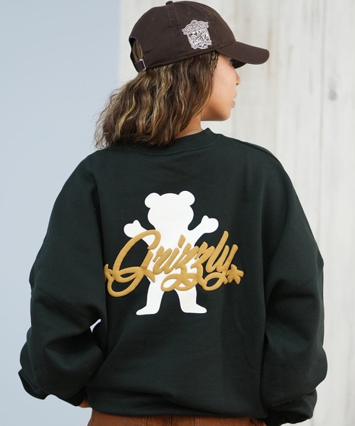 GRIZZLY(グリズリー)の「GRIZZLY/グリズリー FOAM PRINTING LOGO BEAR スウェット G25FW-4331(スウェット・レディース・シルバーグレー/ブラック・M/L/XL)」の1枚目の写真