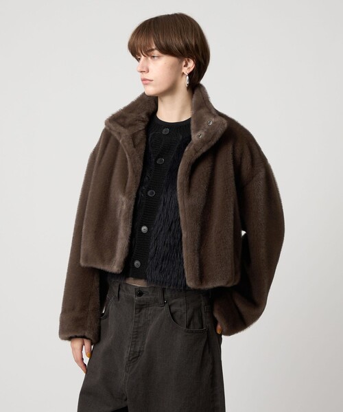 ASTRAET＞フェイクファー スタンドカラー ブルゾン（ブルゾン