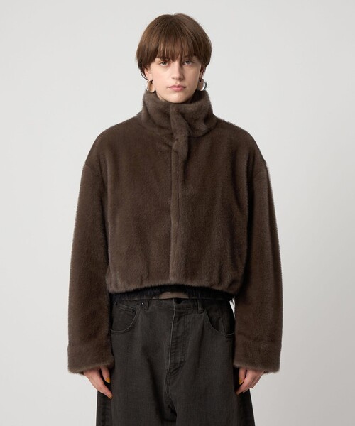 ASTRAET（アストラット）の「＜ASTRAET＞フェイクファー スタンドカラー ブルゾン（ブルゾン・レディース・ライトグレー/モカ・FREE）」の5枚目の写真