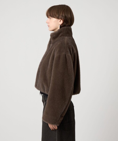 ASTRAET（アストラット）の「＜ASTRAET＞フェイクファー スタンドカラー ブルゾン（ブルゾン・レディース・ライトグレー/モカ・FREE）」の6枚目の写真