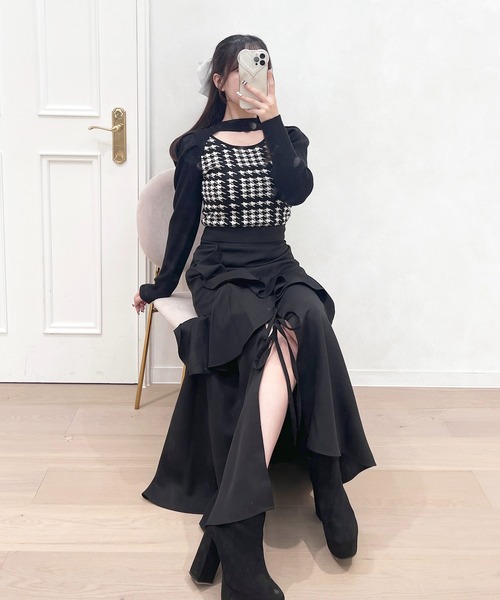 apres jour（アプレジュール）の「フロントオープンニット（ニット/セーター・レディース・ブラック/ボルドー/グレイッシュベージュ・フリー/X-LARGE）」の4枚目の写真