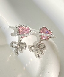 Dormiir（ドルミール）の「【Dormiir】リボンドロップ ハートプラネットピアス（ピアス（両耳用））」